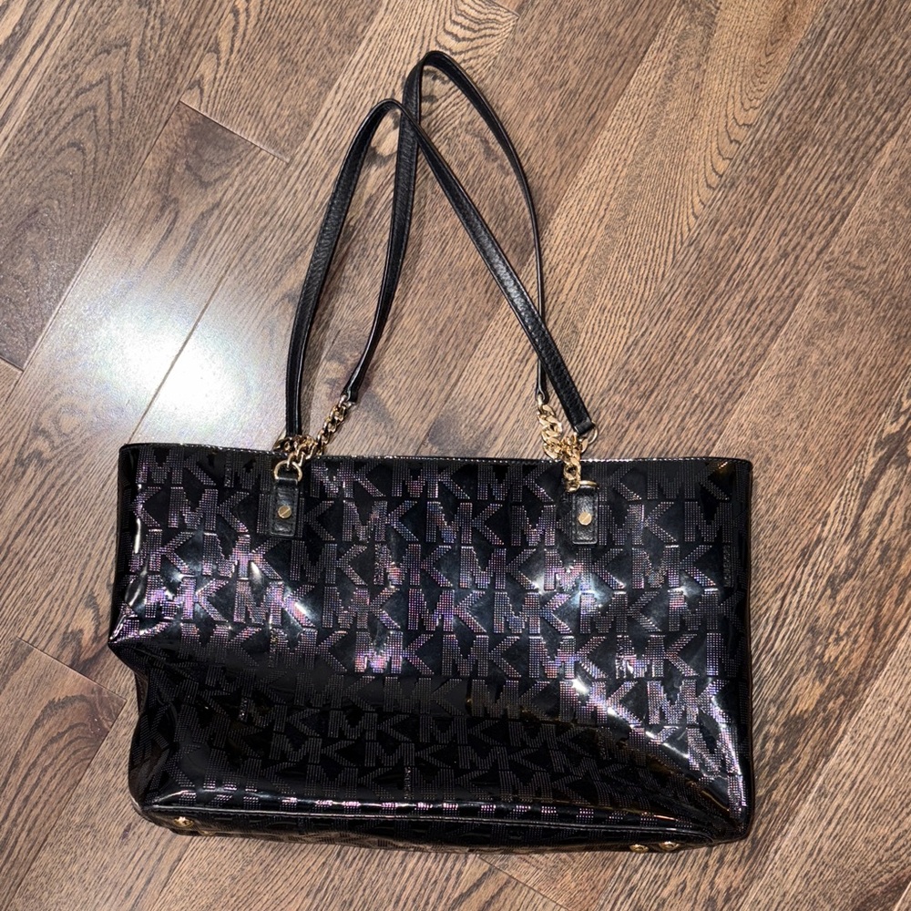 Michael Kors Shimmering Black and Gold Tote